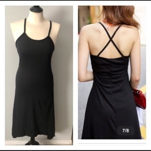 NWT black Strap hi low dress